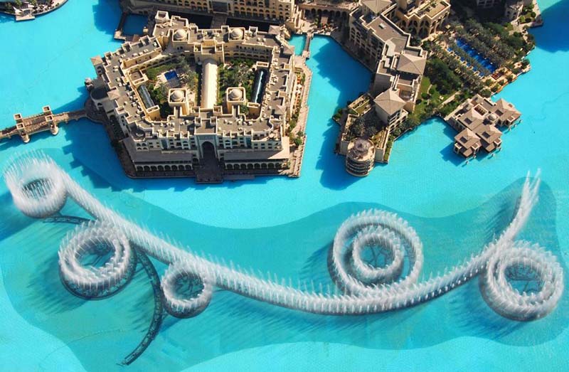 عکس آب نمای دریاچه برج خلیفه دبی