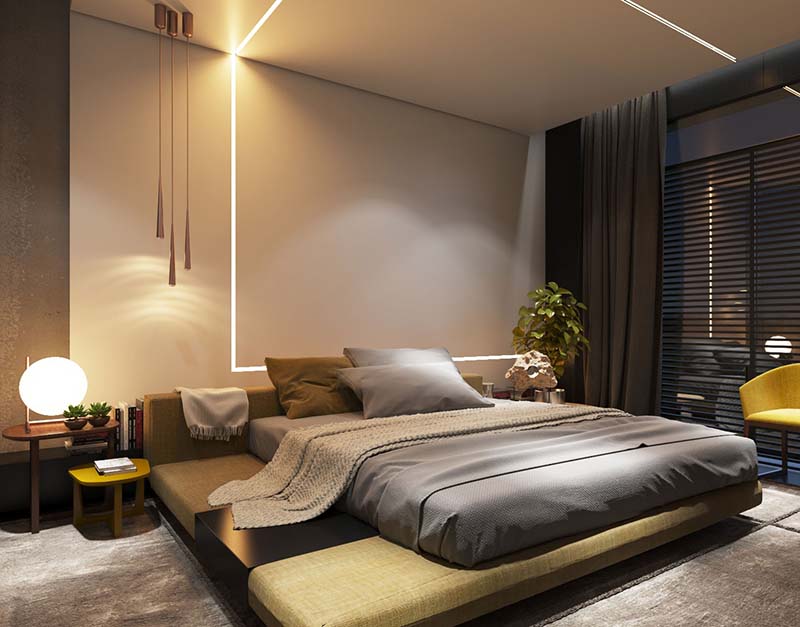 ایده نور خطی در اتاق خواب